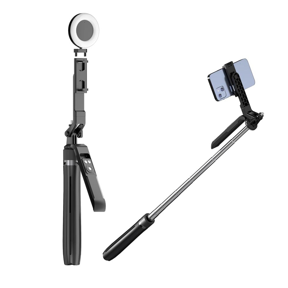 AS-B18 Extendable Selfie Stick Tripod with Wireless Remote and Tripod Stand