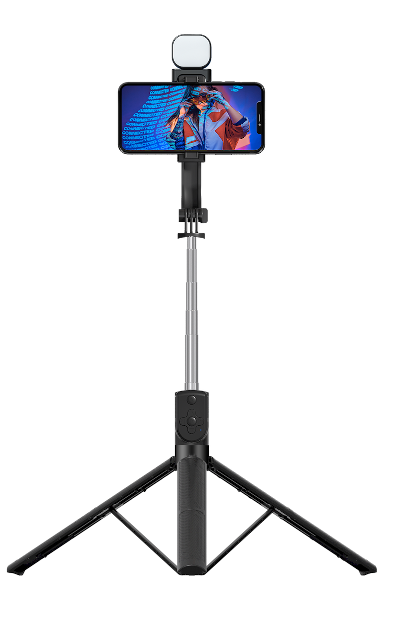 AS-BT11 Extendable Selfie Stick Tripod with Wireless Remote and Tripod Stand