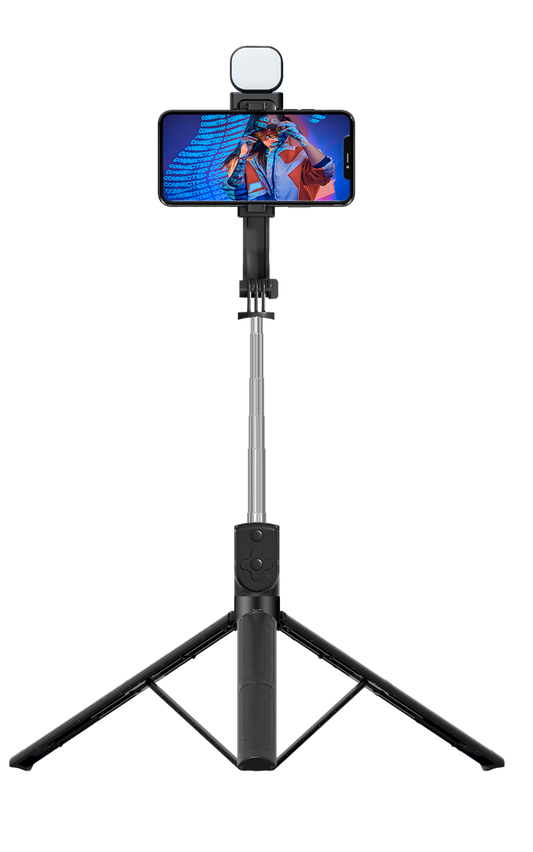 AS-BT11 Extendable Selfie Stick Tripod with Wireless Remote and Tripod Stand