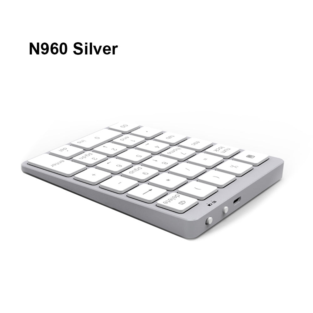 Aluminum Alloy 28 Keys Bluetooth Wireless Numeric Keypad with USB HUB More Function Keys Mini Numpad for Accounting tasks