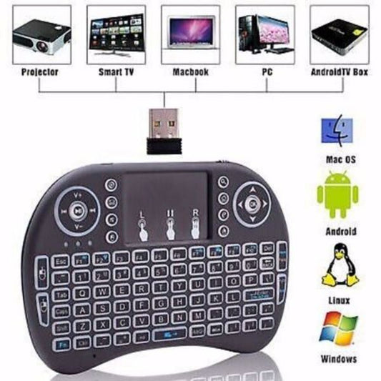 {Prohibited from sale on Amazon } Mini i8 Wireless Keyboard 2.4G with Touchpad for PC BACK LIGHT Kodi Media Box