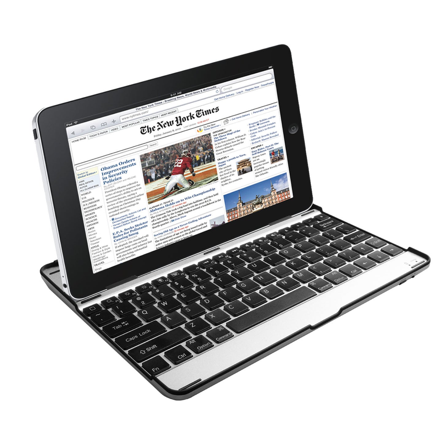 Silver and black  aluminum alloy Wireless keyboard tablet cover