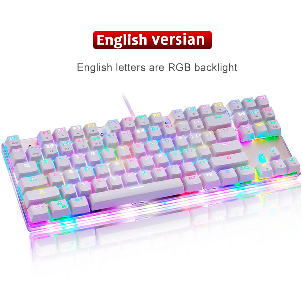 K87S RGB Gaming Mechanical Keyboard USB Wired 87 Keys Red/Blue Switch Laser RU Keypads For PC Computer Gamer