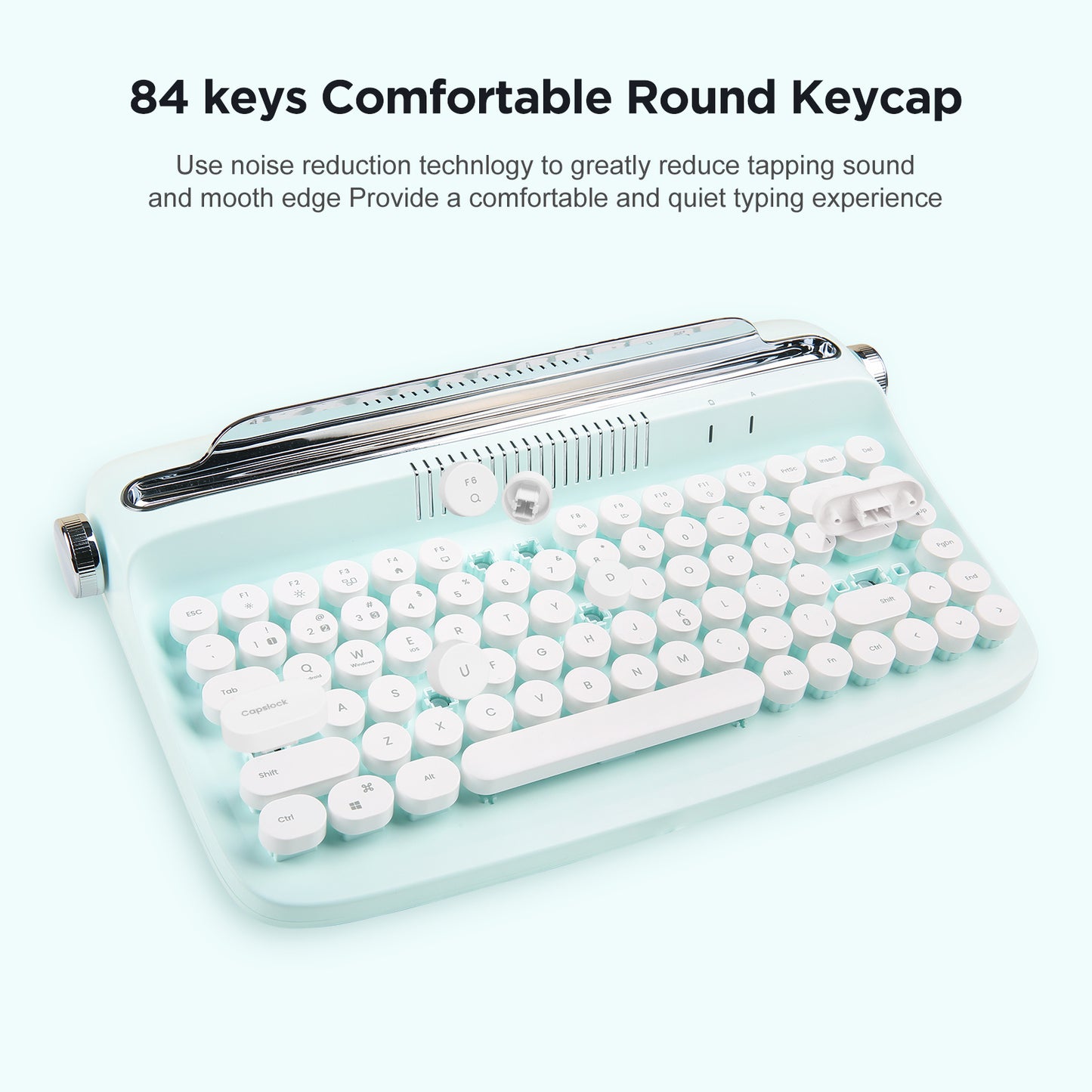 YUNZII ACTTO B303 Wireless Keyboard, Retro Bluetooth Aesthetic Typewriter Style Keyboard with Integrated Stand for Multi-Device