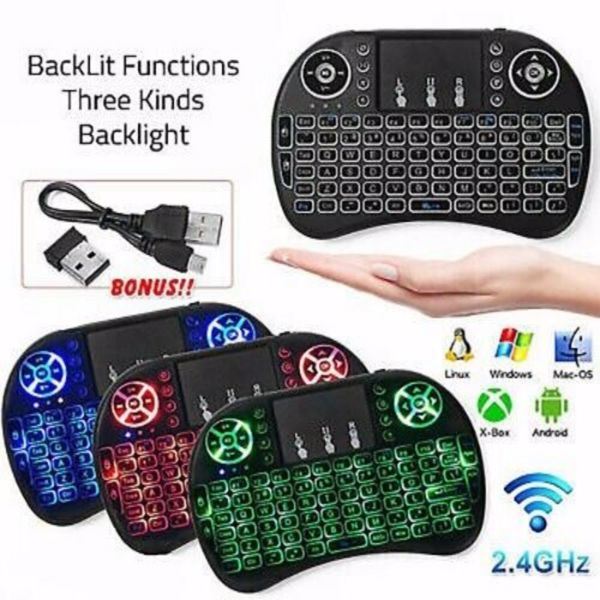 {Prohibited from sale on Amazon } Mini i8 Wireless Keyboard 2.4G with Touchpad for PC BACK LIGHT Kodi Media Box