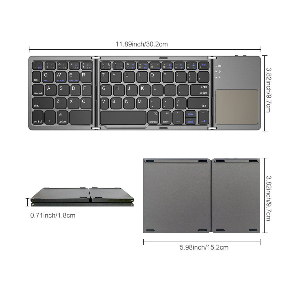 English B033 Mini Folding keyboard; Wireless Bluetooth Keyboard with Touchpad for Windows; Android; IOS