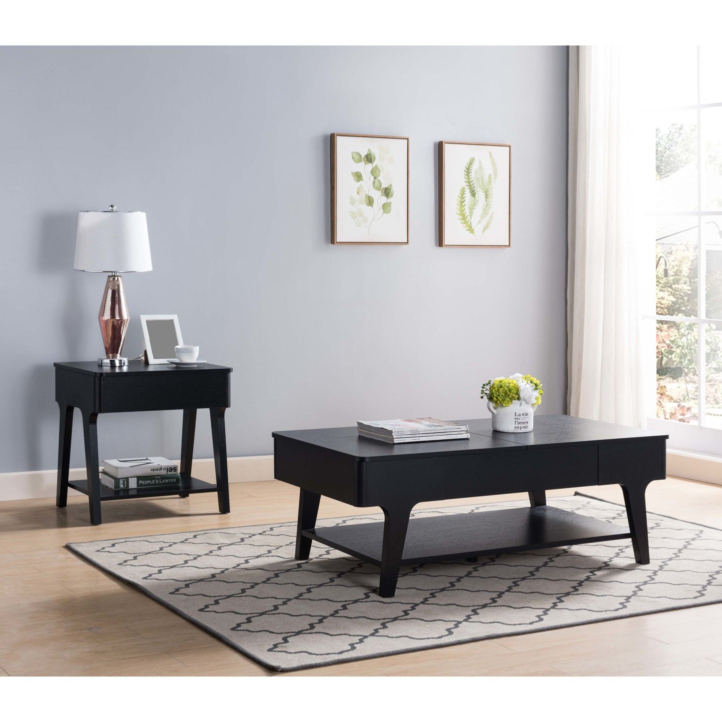 Black End Table, Lift Tabletop