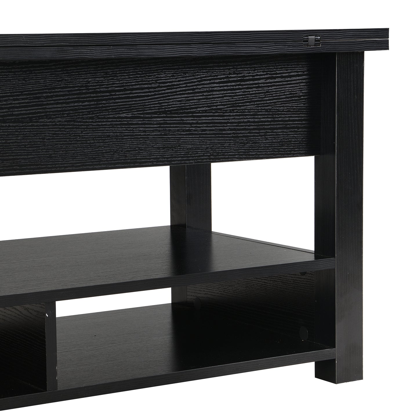 [VIDEO provided] ON-TREND Lift Top Coffee Table, Multi-Functional Coffee Table with Open Shelves, Modern Lift Tabletop Dining Table for Living Room, Home Office, Black