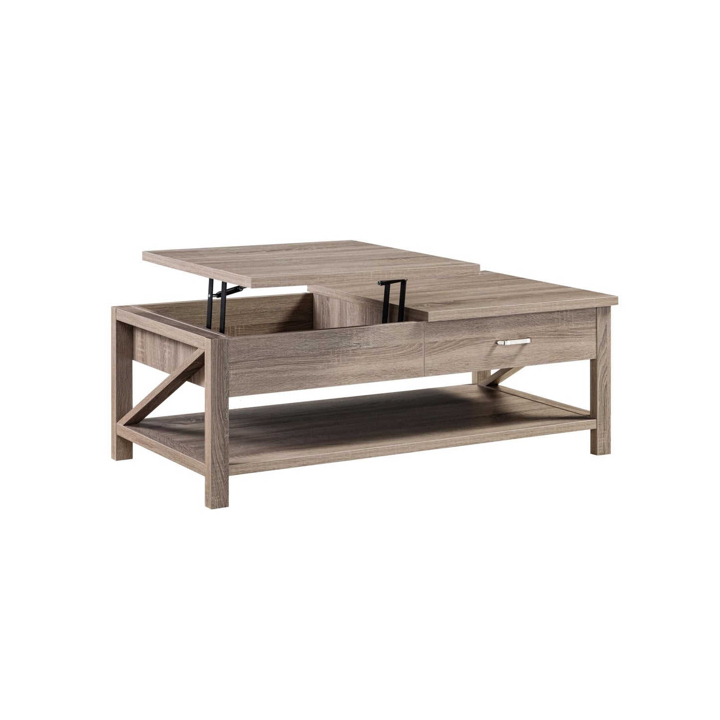 Modern Livingroom Coffee Table with Lift Top with Spacious Bottom Shelf, Dark Taupe