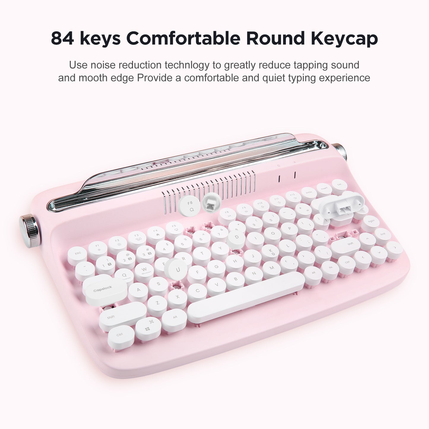 YUNZII ACTTO B303 Wireless Keyboard, Retro Bluetooth Aesthetic Typewriter Style Keyboard with Integrated Stand for Multi-Device