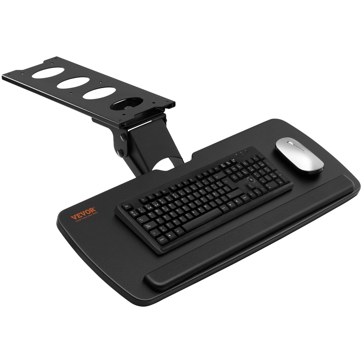 VEVOR Keyboard Tray Under Desk, Height and Angle Adjustable Ergonomic Keyboard/Mouse Tray Under Desk, Large 25x9.8 inch Slide-out Computer Drawer for Typing in Home, Office Work