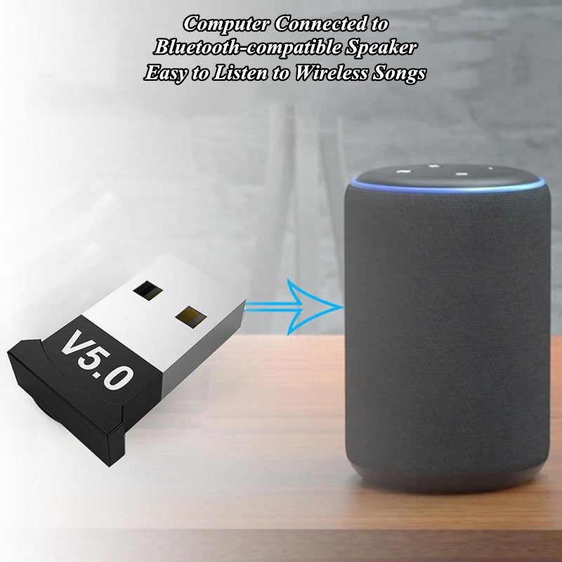 V5.0 Wireless USB Dongle Bluetooth-compatible 5.0 Adapter Aux Receiver for Laptop/Keyboard/Mouse/Speaker/Headset/Printer/Gamepad