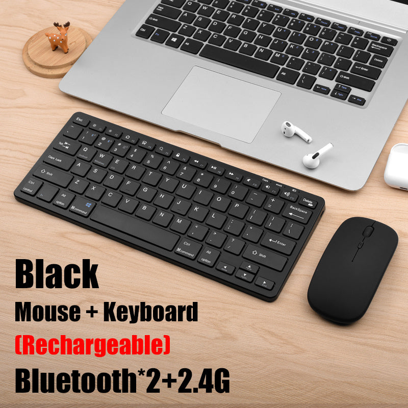 Bluetooth 5.0 &amp; 2.4G Wireless Keyboard and Mouse Combo Mini Multimedia Keyboard Mouse Set For Laptop PC TV iPad Macbook Android