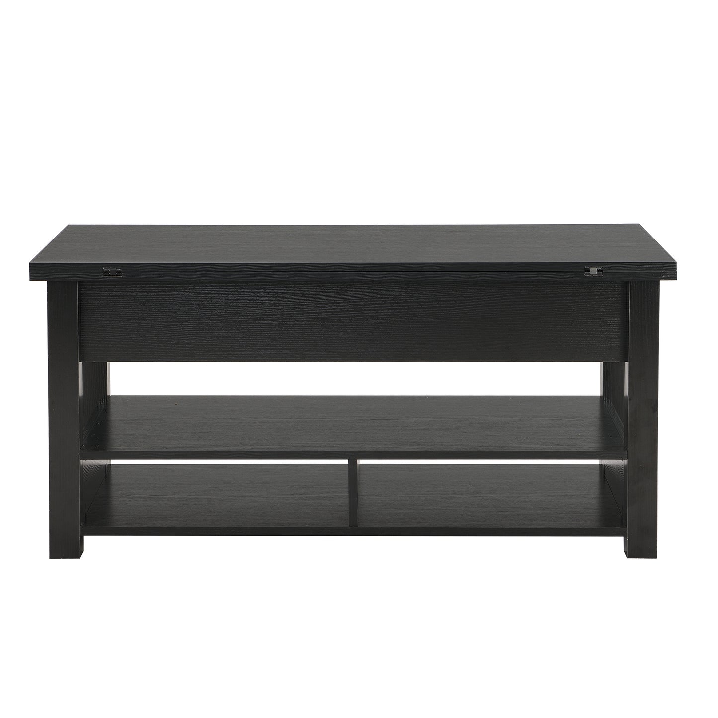 [VIDEO provided] ON-TREND Lift Top Coffee Table, Multi-Functional Coffee Table with Open Shelves, Modern Lift Tabletop Dining Table for Living Room, Home Office, Black