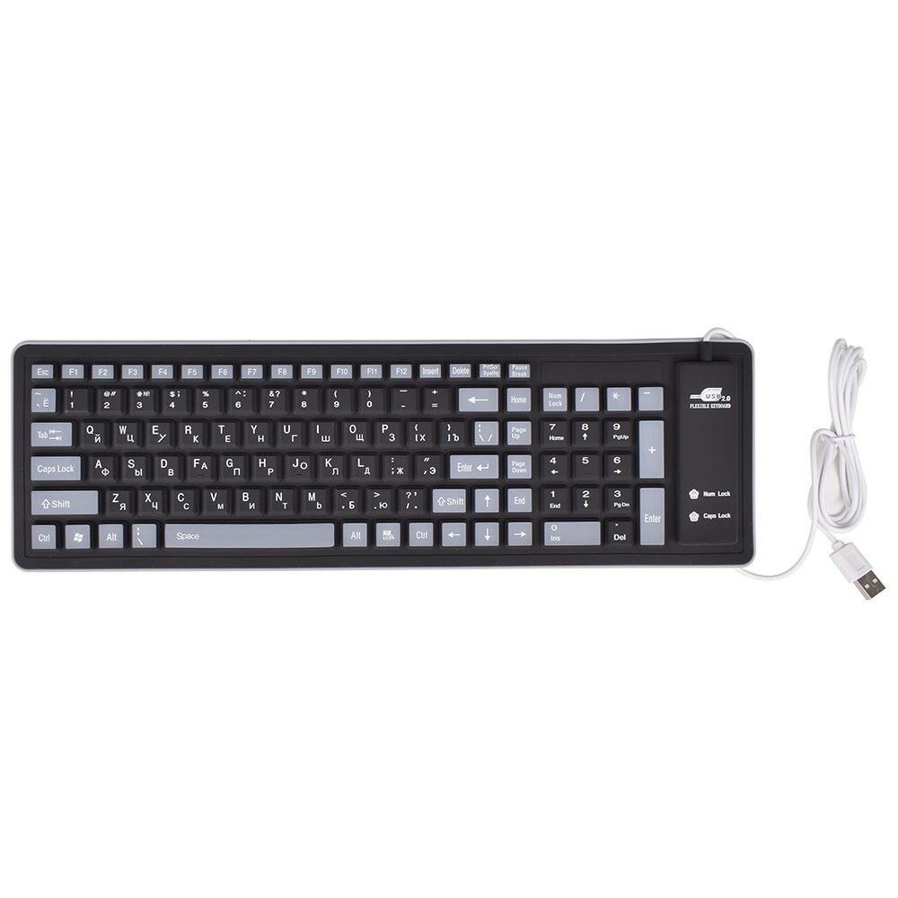 103 Key Russian Keyboard Letters Silicon Layout USB 2.0 Interface Russian Keyboard Soft and durable keyboard PC Desktop Laptop