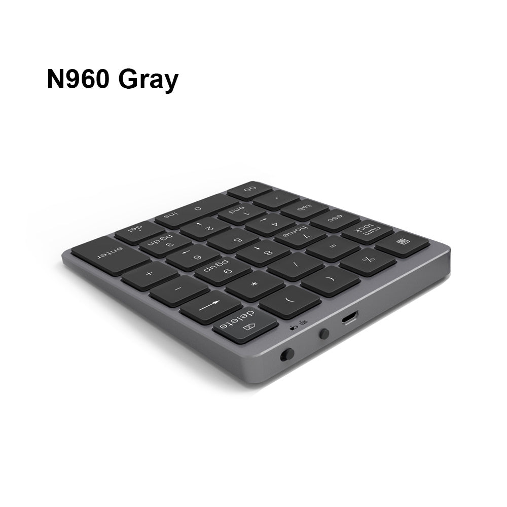 Aluminum Alloy 28 Keys Bluetooth Wireless Numeric Keypad with USB HUB More Function Keys Mini Numpad for Accounting tasks