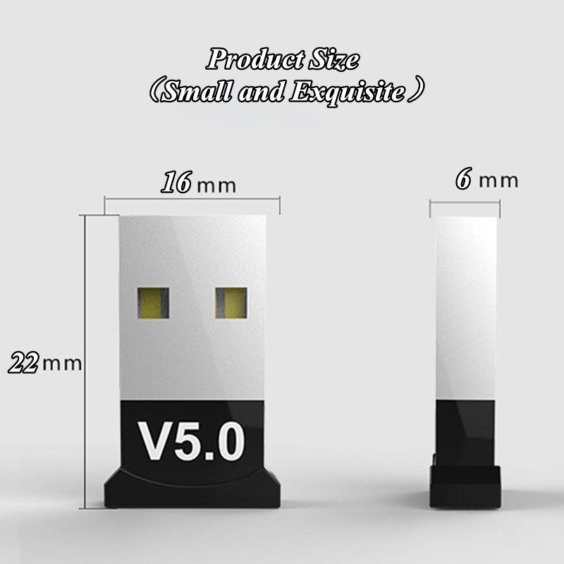 V5.0 Wireless USB Dongle Bluetooth-compatible 5.0 Adapter Aux Receiver for Laptop/Keyboard/Mouse/Speaker/Headset/Printer/Gamepad