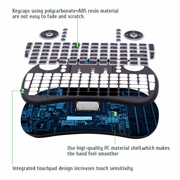 {Prohibited from sale on Amazon } Mini i8 Wireless Keyboard 2.4G with Touchpad for PC BACK LIGHT Kodi Media Box