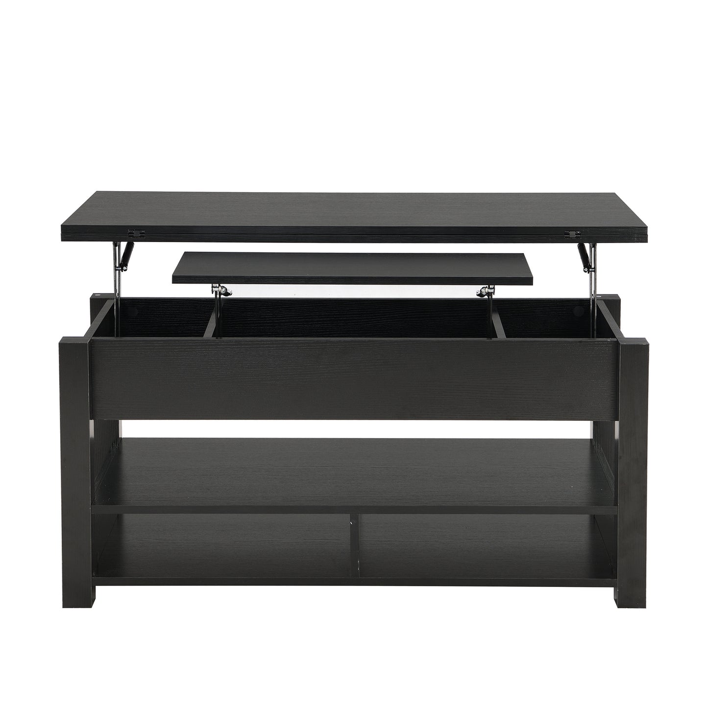 [VIDEO provided] ON-TREND Lift Top Coffee Table, Multi-Functional Coffee Table with Open Shelves, Modern Lift Tabletop Dining Table for Living Room, Home Office, Black