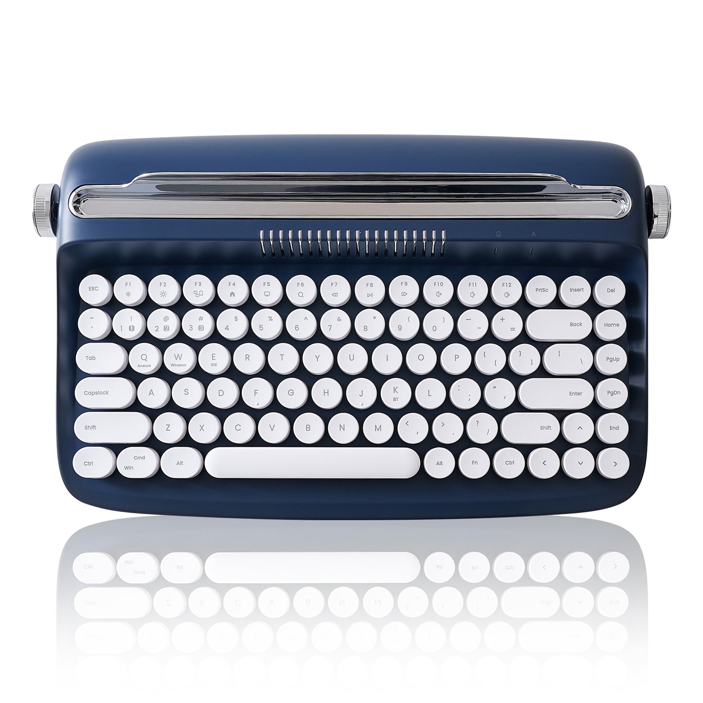 YUNZII ACTTO B303 Wireless Keyboard, Retro Bluetooth Aesthetic Typewriter Style Keyboard with Integrated Stand for Multi-Device