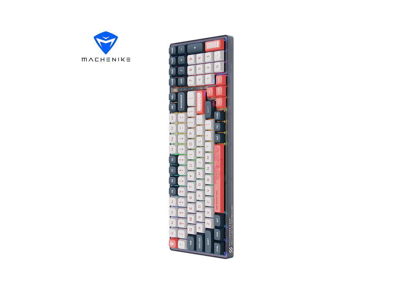 MACHENIKE K600 V2 Wireless Mechanical Keyboard; Sunset Afterglow Wired; Tri-mode Hot Swappable Kailh BOX Switch RGB; 100 Key Upgrade - White Switch