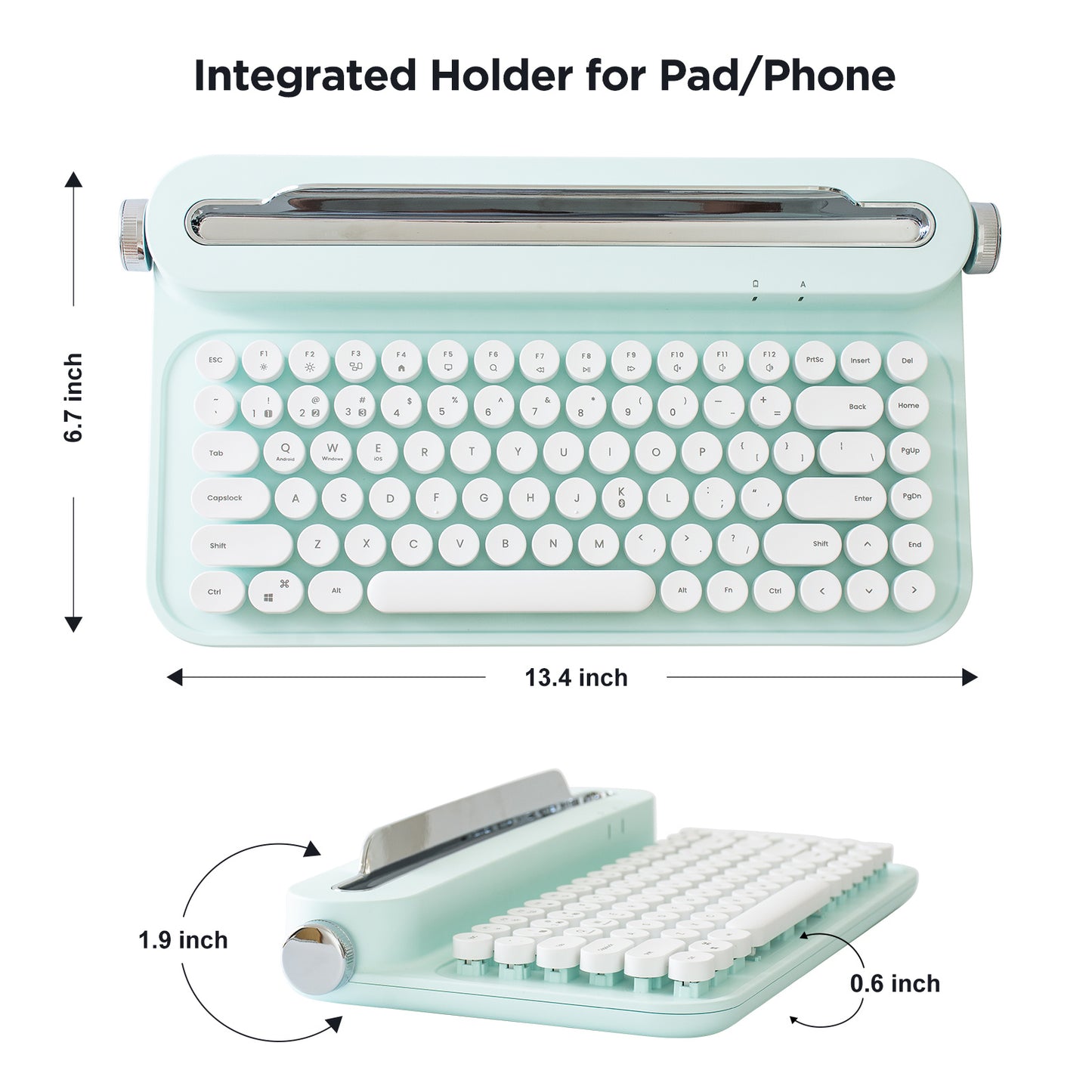 YUNZII ACTTO B305 Wireless Typewriter Keyboard, Retro Bluetooth Aesthetic Keyboard with Integrated Stand for Multi-Device