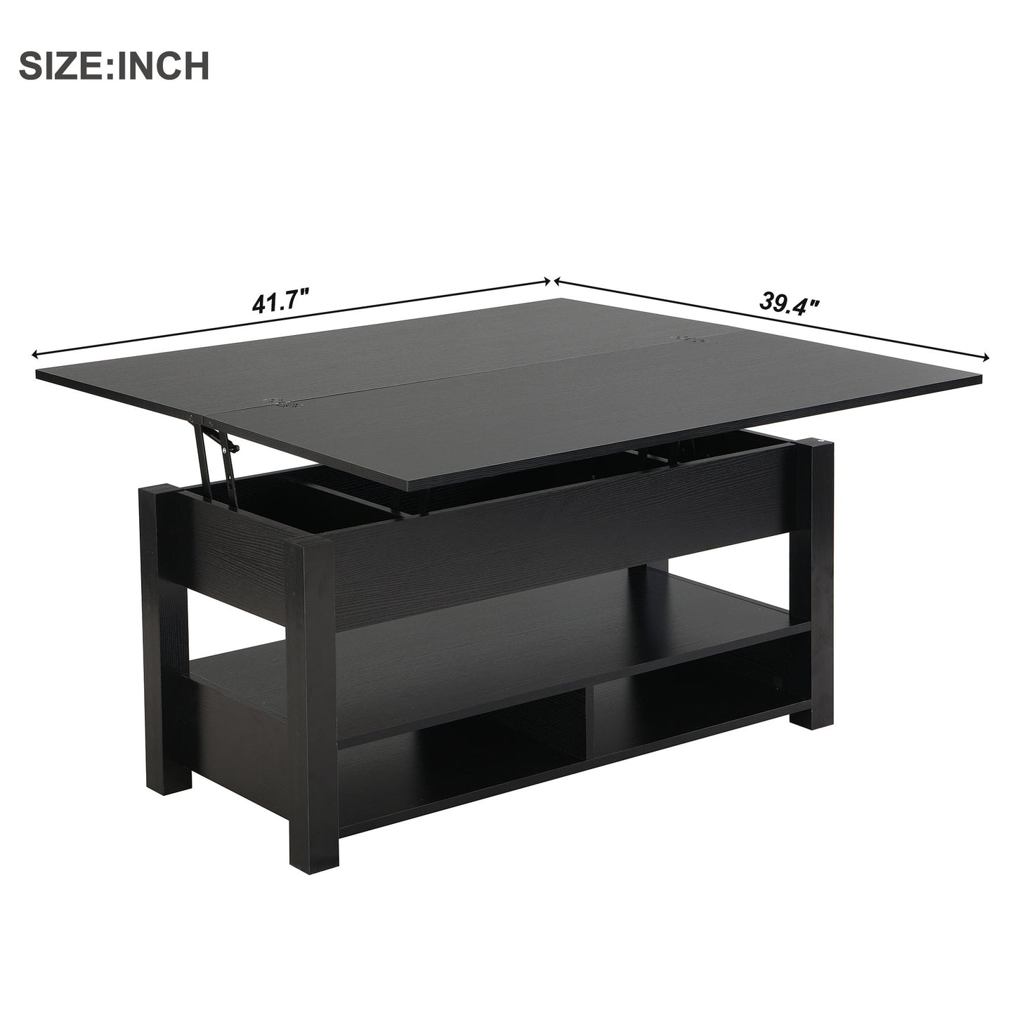 [VIDEO provided] ON-TREND Lift Top Coffee Table, Multi-Functional Coffee Table with Open Shelves, Modern Lift Tabletop Dining Table for Living Room, Home Office, Black