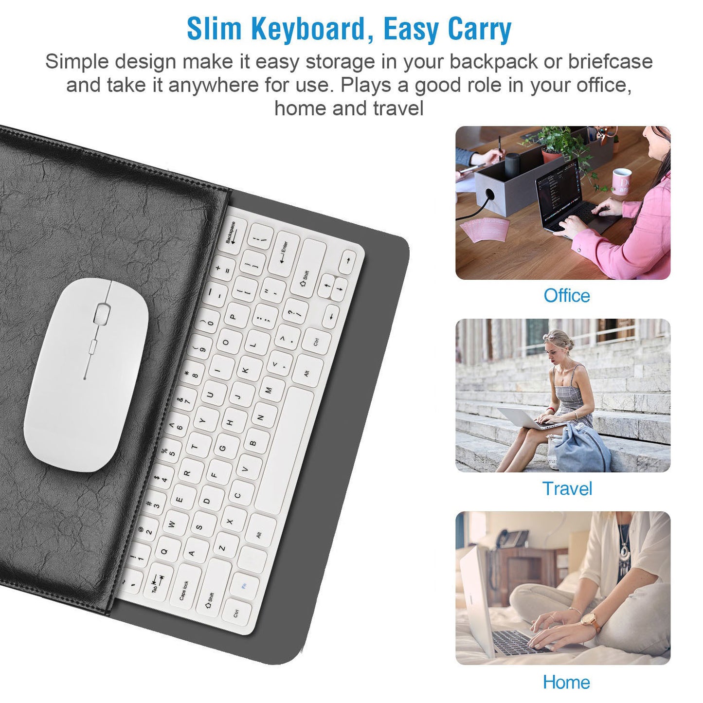 Wireless Keyboard and Mouse 2.4GHz Multimedia Mini Keyboard Mouse Combos USB Receiver