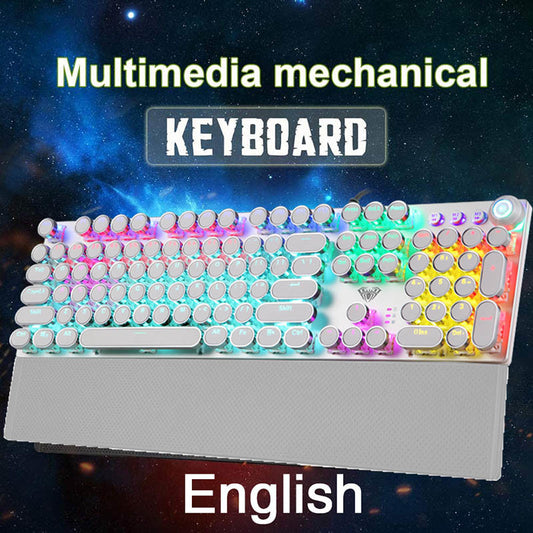 Game mechanical keyboard white punk keycap 104 KEYS computer keyboard laptop keyboard Russian English Hebrew Spanish Arabic