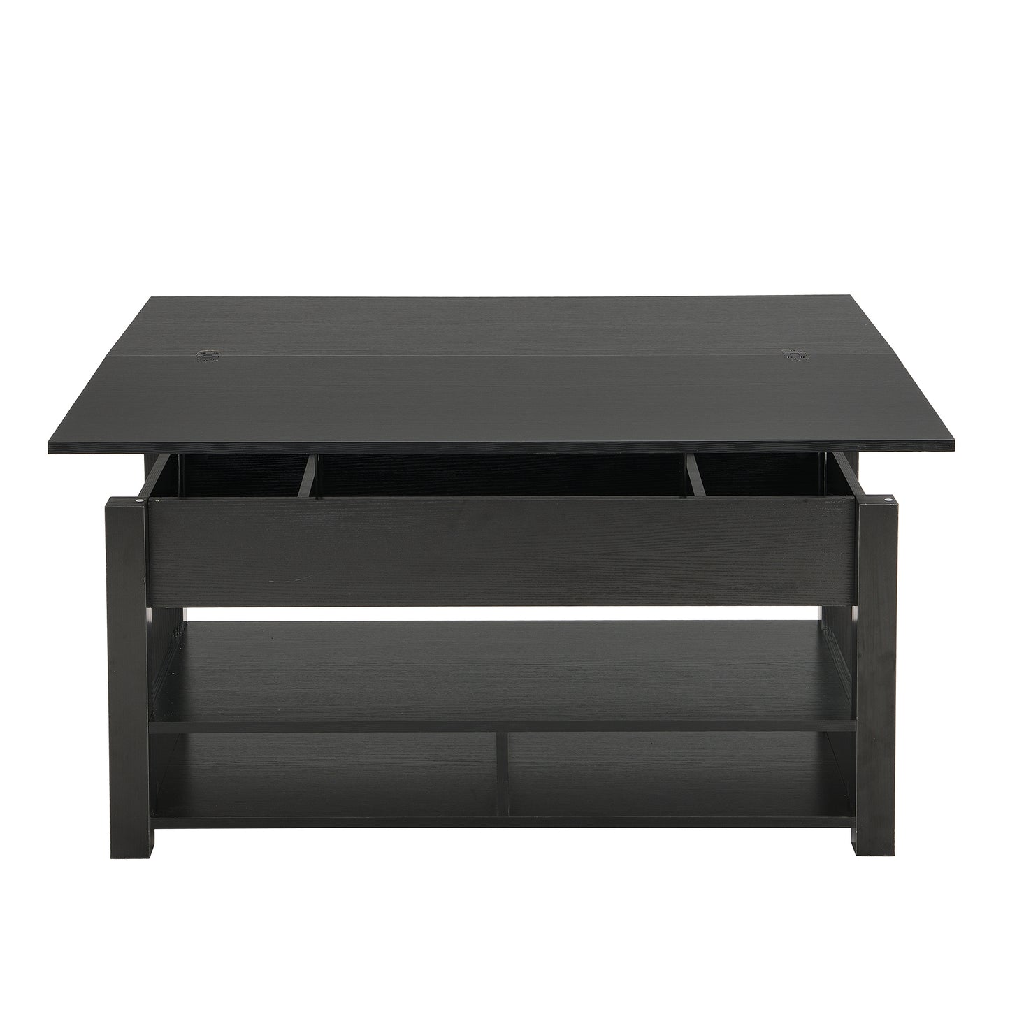 [VIDEO provided] ON-TREND Lift Top Coffee Table, Multi-Functional Coffee Table with Open Shelves, Modern Lift Tabletop Dining Table for Living Room, Home Office, Black