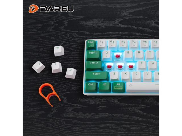 Dareu EK861 Mechanical Gaming Keyboard Wired/Bluetooth 5.0 Dual Mode Red Switch 61-key PBT Keycaps Connect Three Devicesor Windows PC Gamers (RGB Backlit White) Brown Switch