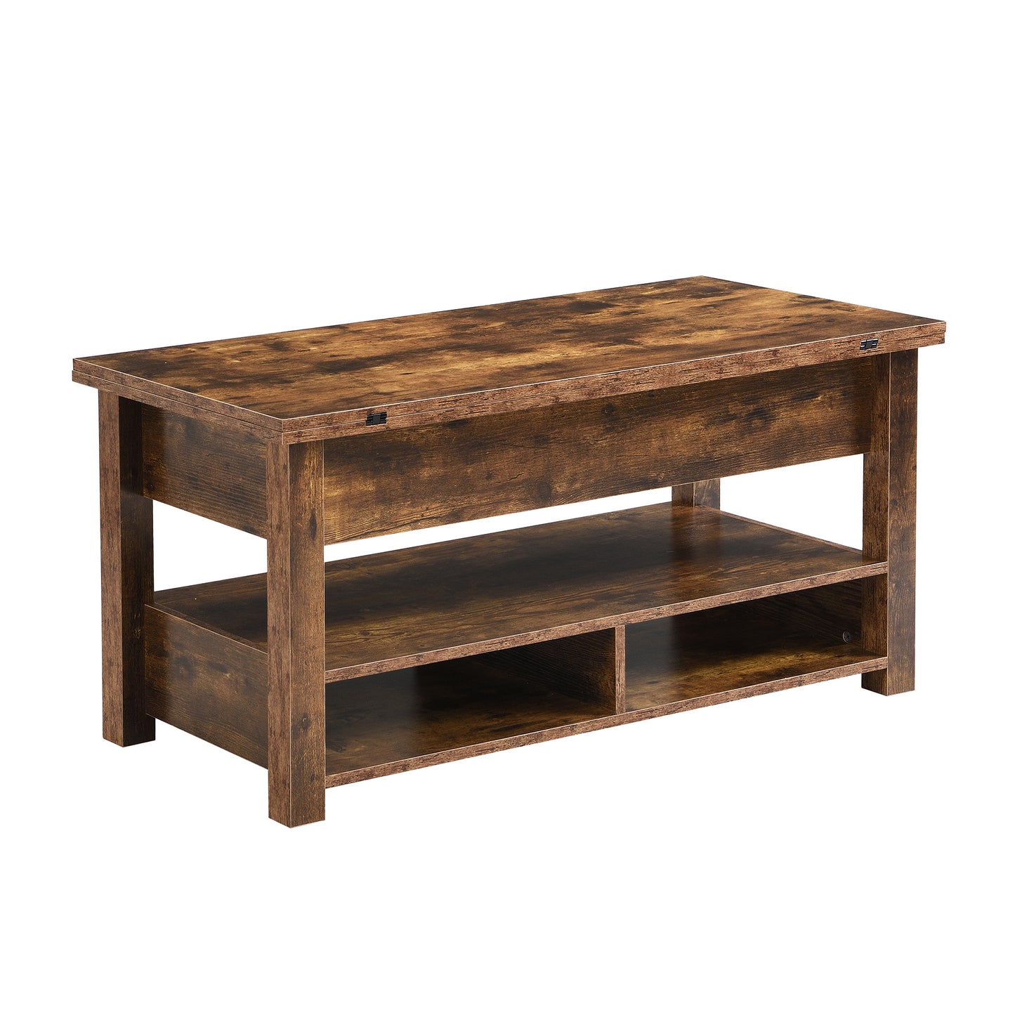 [VIDEO provided] ON-TREND Lift Top Coffee Table, Multi-Functional Coffee Table with Open Shelves, Modern Lift Tabletop Dining Table for Living Room, Home Office, Rustic Brown