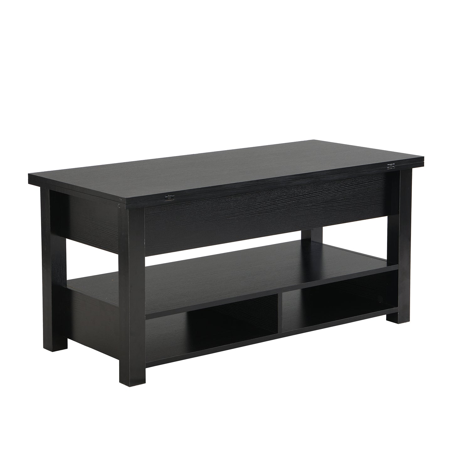 [VIDEO provided] ON-TREND Lift Top Coffee Table, Multi-Functional Coffee Table with Open Shelves, Modern Lift Tabletop Dining Table for Living Room, Home Office, Black