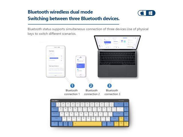 Dareu EK868 Low Profile Switch Mechanical Wireless Keyboard Bluetooth 5.1 Extra-Thin Rechargeable Gaming Keypads For 3 Devices