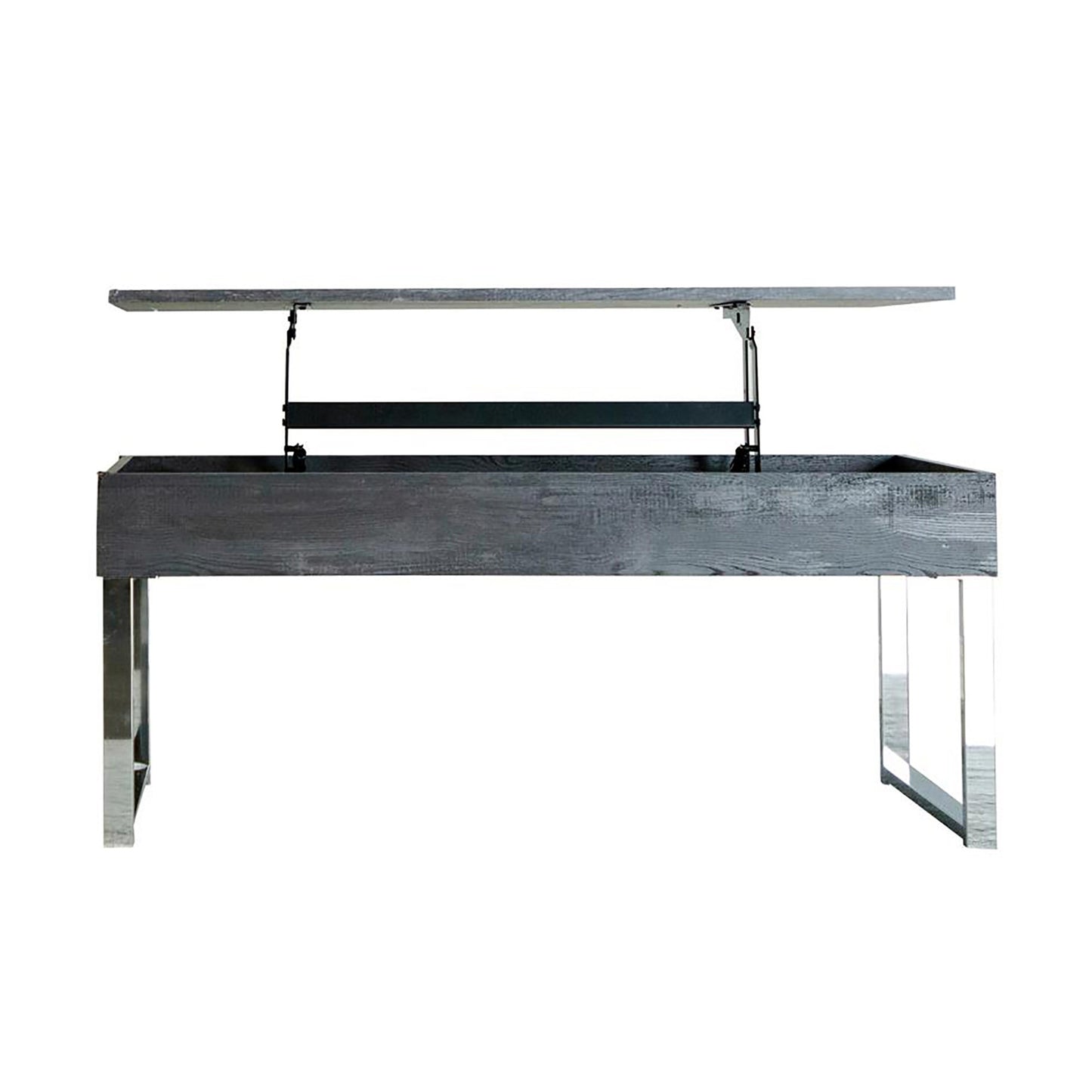 Dark Charcoal and Chrome Lift Top Coffee Table