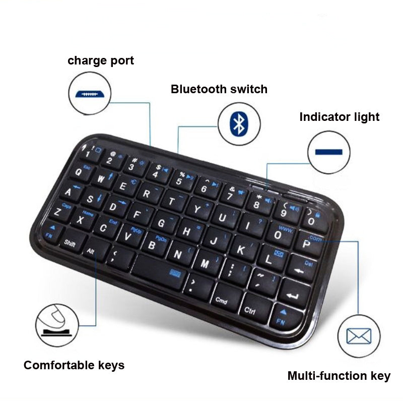 Mini Rechargeable Wireless Bluetooth-compatible Keyboard for iphone 6 6s plus ipad samsung galaxy note 5 android windows tablet