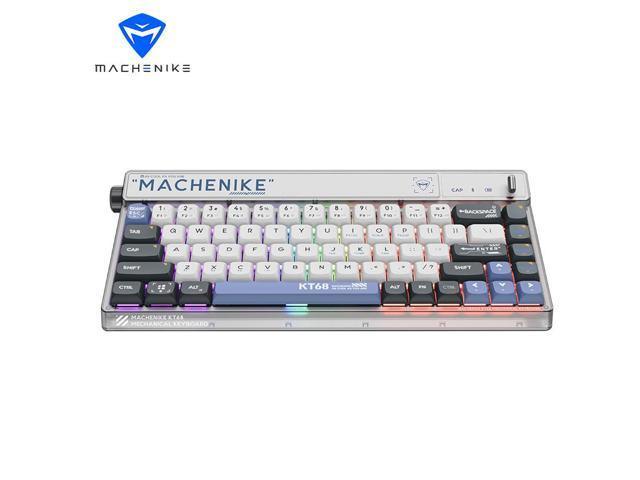 MACHENIKE KT68 Bluetooth Keyboard 68 Key Tri-mode Customized Retro 2.4G Wireless 3 Models Hot Swap RGB Gaming Mechanical Keyboard - Red Switch Zero Sense Future White