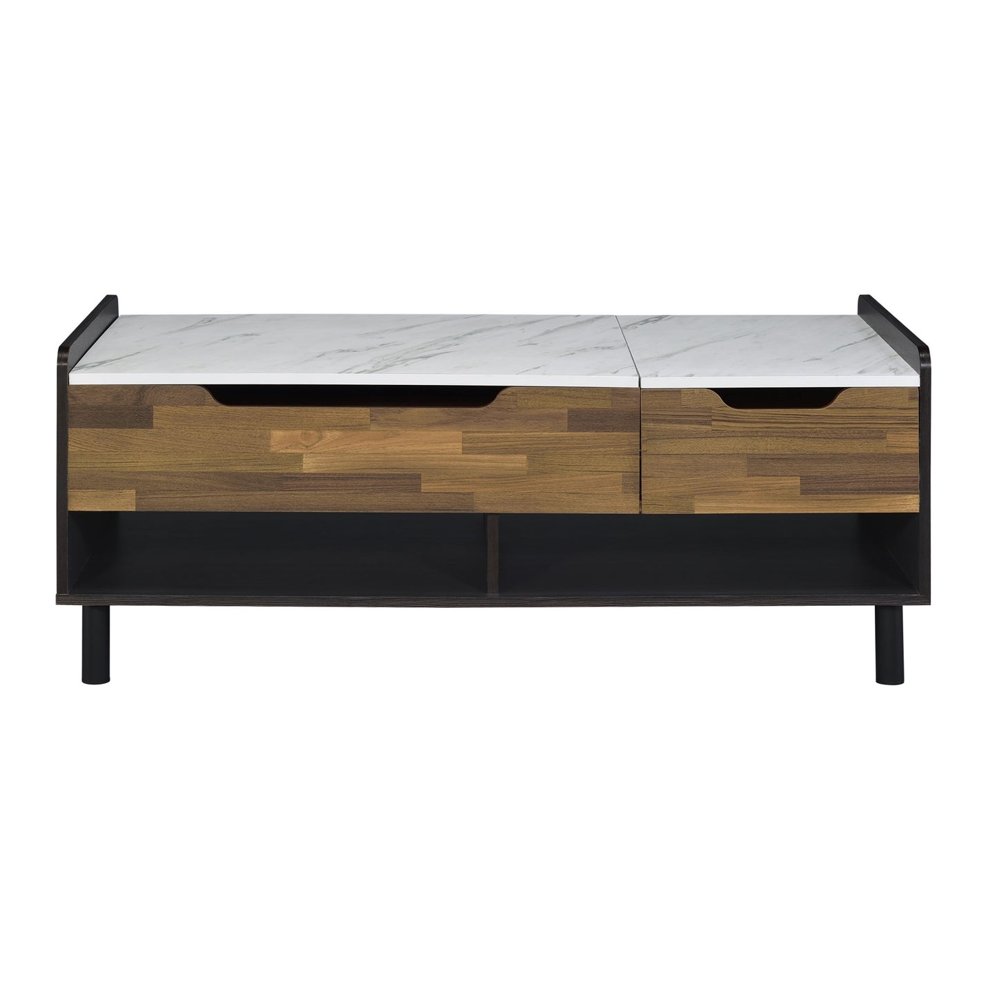 ACME Axel Coffee Table w/Lift Top, Marble, Walnut & Black Finish LV00828