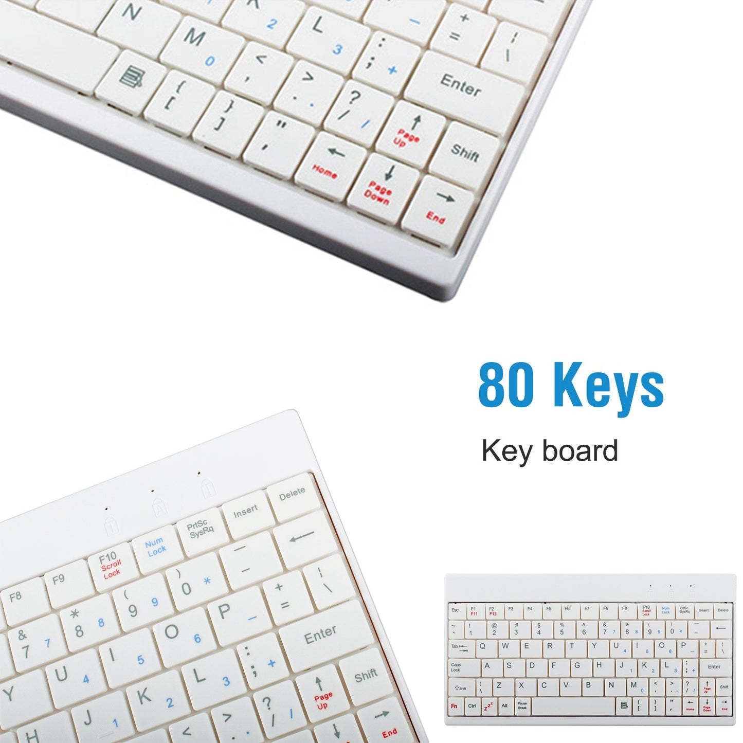 80 Keys Wired Keyboard Mini USB Connector Keyboard Portable Durable Keyboard with Carry Bag