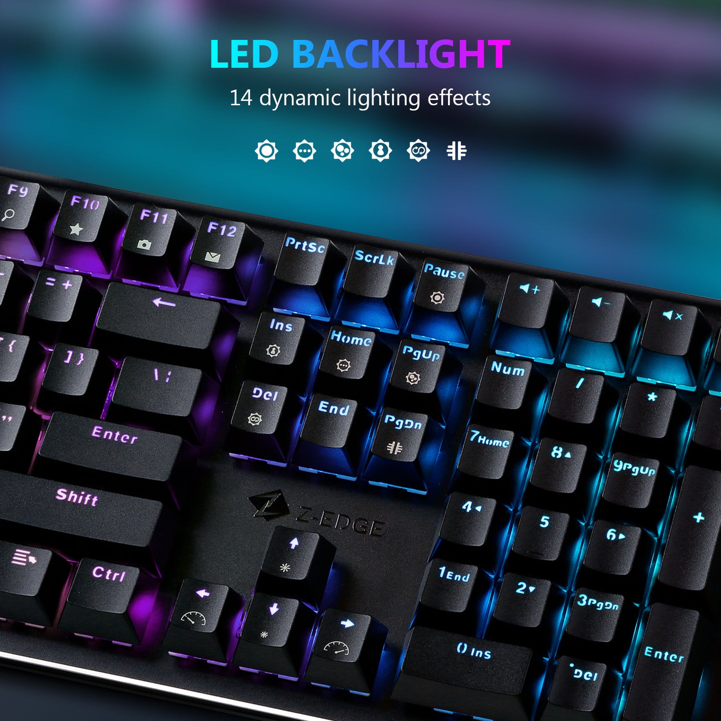 Z-EDGE UK108 108 Keys RGB Optical Mechanical Gaming Keyboard