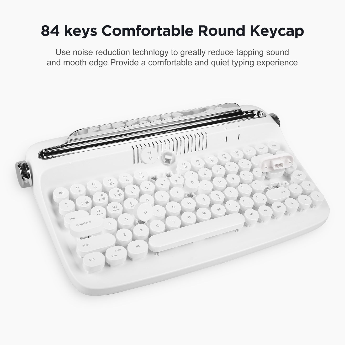 YUNZII ACTTO B303 Wireless Keyboard, Retro Bluetooth Aesthetic Typewriter Style Keyboard with Integrated Stand for Multi-Device