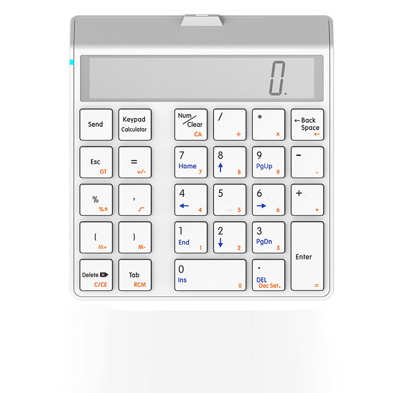 2 in 1 Bluetooth Number Pad with Accounting Calculator,28 Key Wireless Numeric Keypad with LCD Screen,Slim Number Pad for Mac PC iOS Android