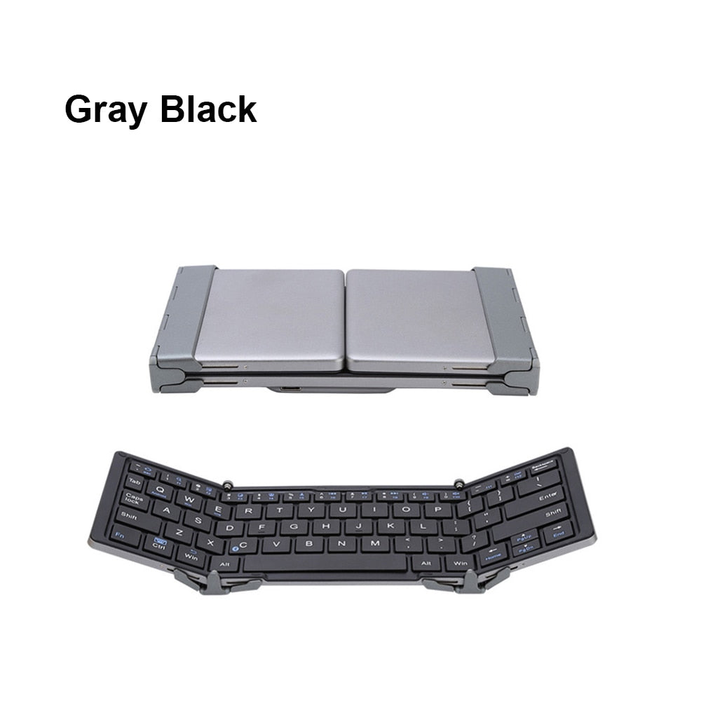 AVATTO Aluminum Case Portable Folding Bluetooth Keyboard, Foldable wireless mini Tablet Keyboard For IOS/Android/Windows phone