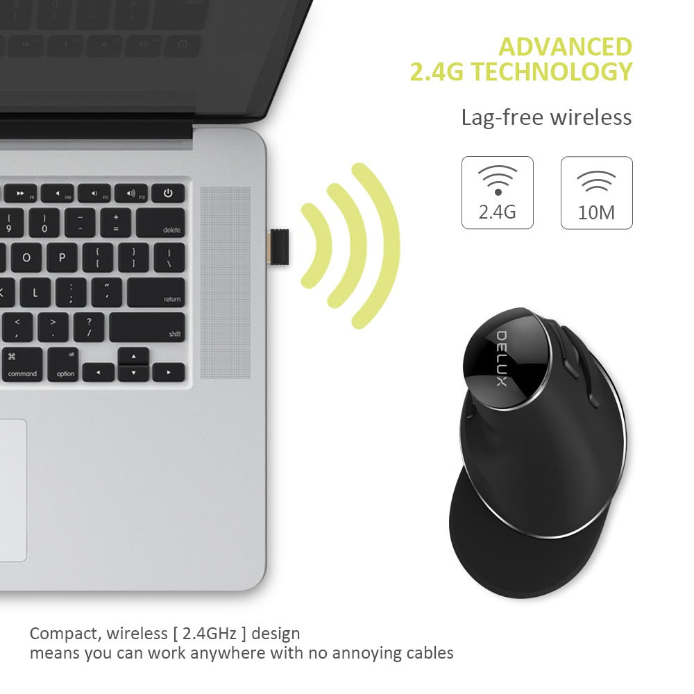 M618 Plus Ergonomic Vertical Wireless Mouse 1600 DPI 6 Function Buttons Optical Mice with Removable Palm Rest For Computer